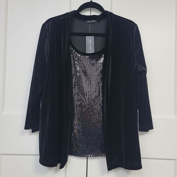 Notations velvet cardigan with sequined attached top, XL - Picture 5 of 7